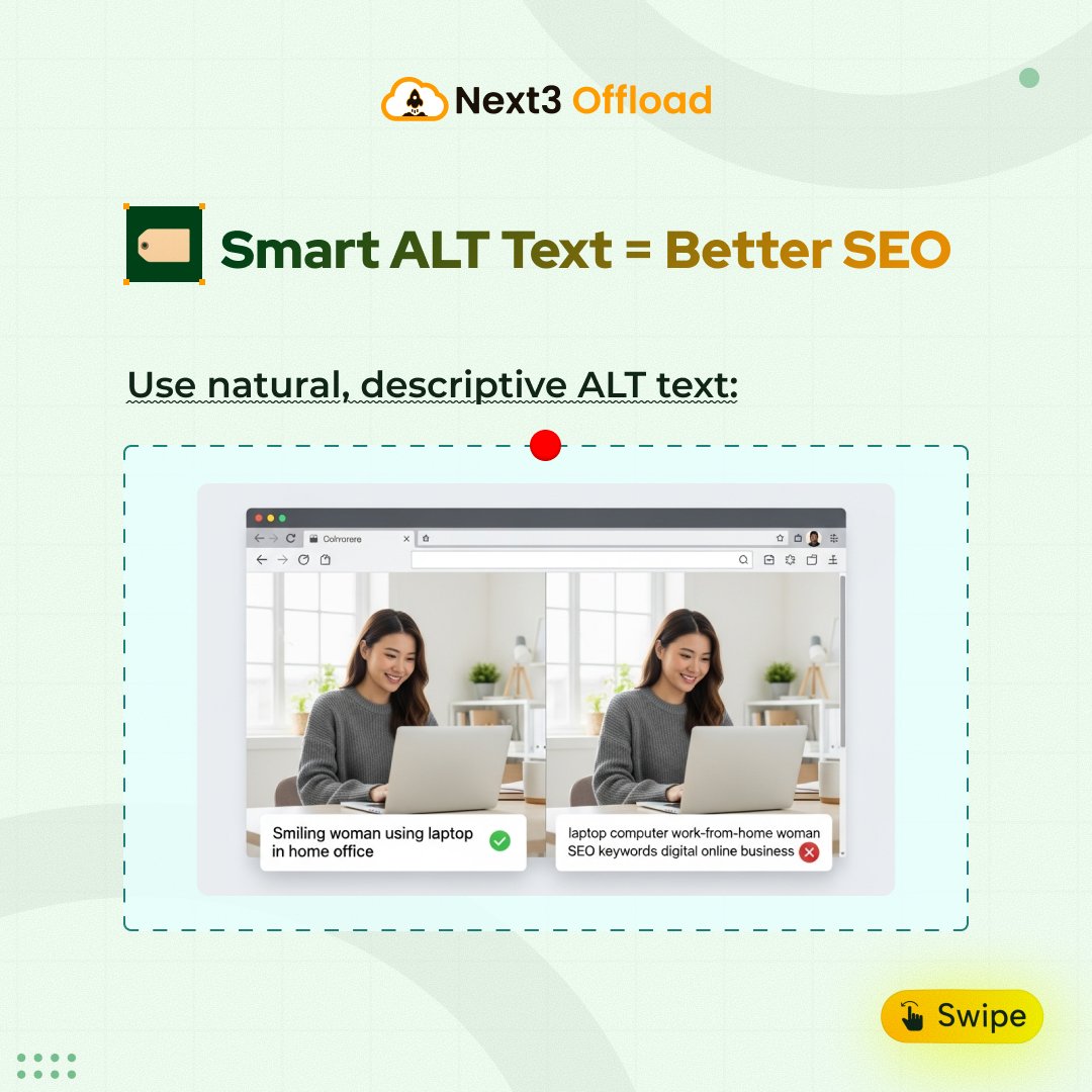 williamjhonson_'s tweet image. Boost Your Rankings with Smarter Image SEO!

📝Rename your image files properly
🏷️Add smart ALT text for better SEO
📐Use the right format (WebP, PNG, JPEG)
⚡Compress images for faster speed

Read more→next3offload.com

#ImageSEO #WordPressTips #SEOHacks #WebsiteGrowth