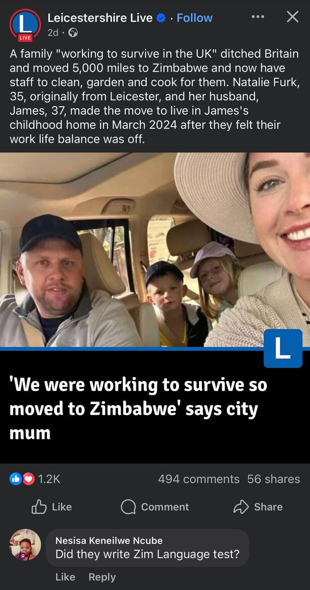 I see more and more videos like this, Zimbabweans who moved to the UK and USA are returning home to invest and settle. The "Dzokai Kumusha Campaign" is real! The grass isn't always greener, and we welcome everyone back. #Zimbabwe #DzokaiKumusha #Diaspora

<a href="/BarbaraRwodzi/">Barbara Rwodzi</a>