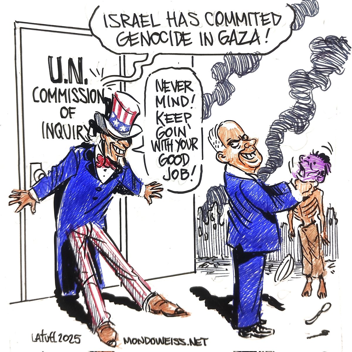 A UN commission of inquiry concluded that #Israel has committed genocide in #Gaza. By proxy, the U.S. is also beyond complicit in the genocide in Gaza through its support, funding, shielding, &amp; active involvement with Israel.
<a href="/Mondoweiss/">Mondoweiss</a>