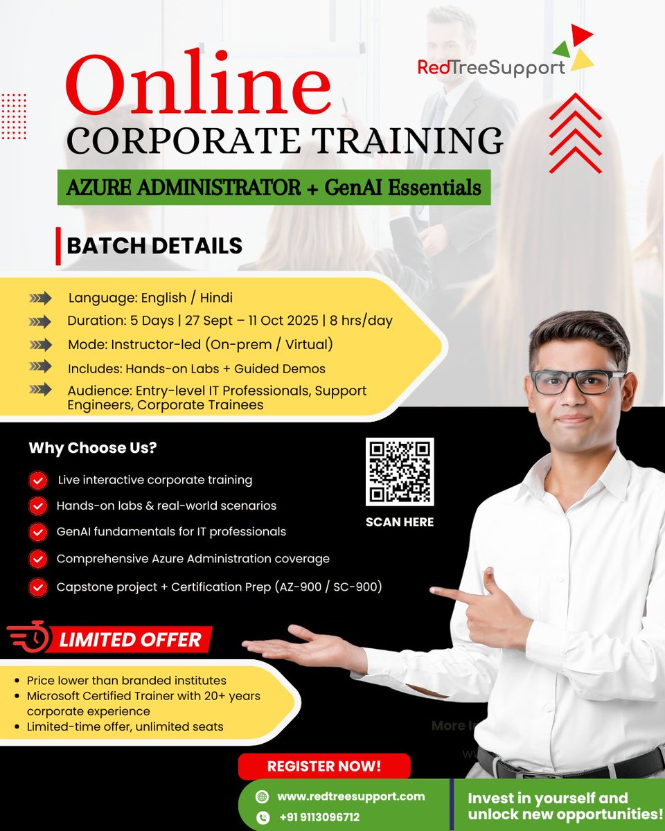 redtreesup2024's tweet image. Unlock your career potential with Online Corporate Training!
 #redtreesupport #RTS #redtree  
#onlinetraining #corporatetraining #learnandgrow #professionaltraining #digitallearning #azuretraining #microsoftazure #azureadministrator #genai #genaiforprofessionals #upgareyourskill