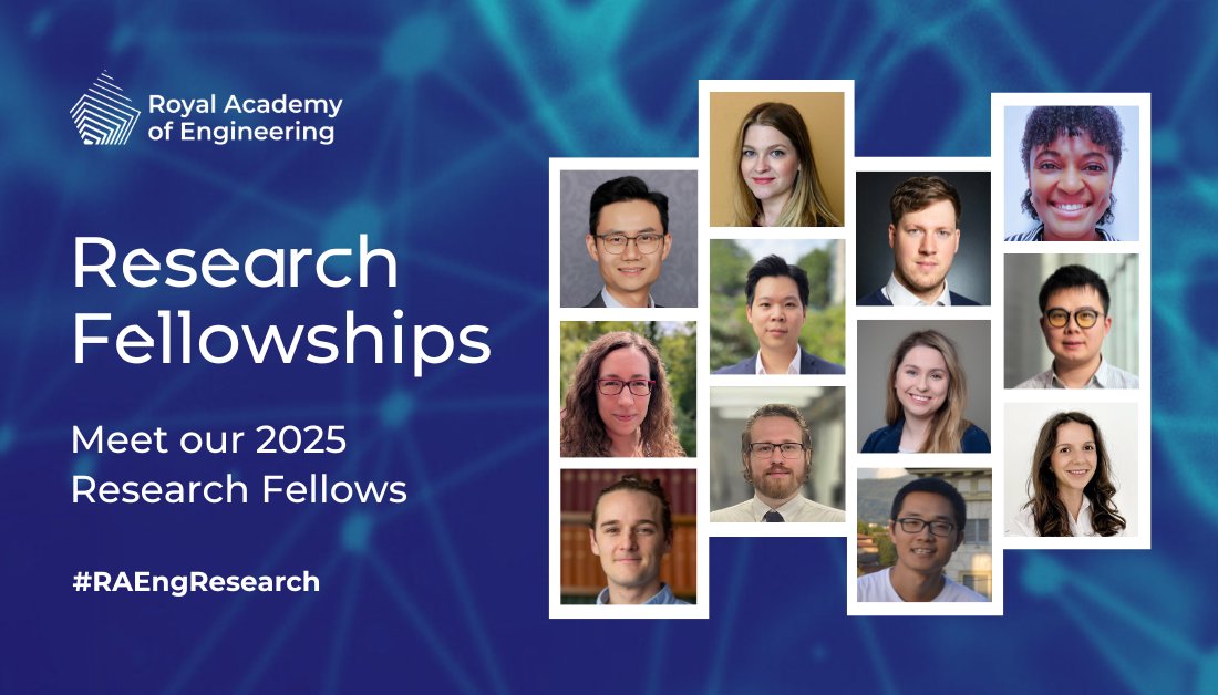 Congratulations to our latest Research Fellows, whose research offers innovative engineering solutions to a range of societal challenges in areas from healthcare to sustainability.

Meet our 2025 Research Fellows: raeng.org.uk/news/academy-a…
#RAEngResearch