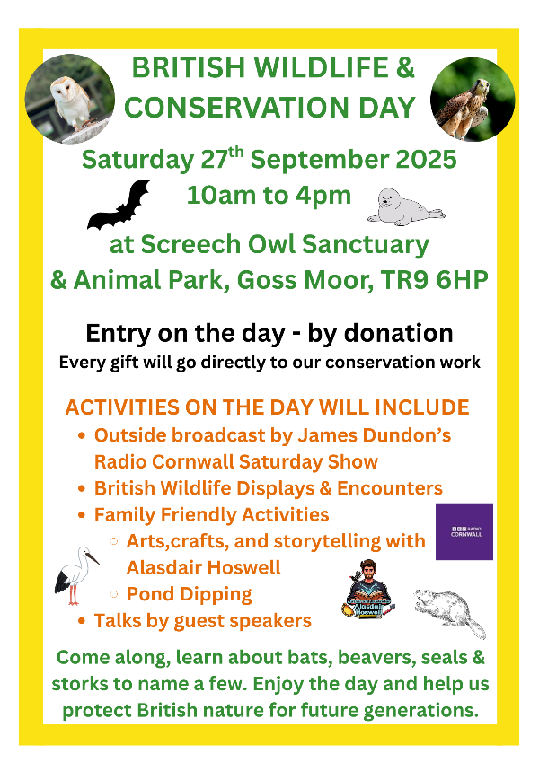 Seymac Distribution (@seymac_d) on Twitter photo British Wildlife & Conservation Day <a href="/ScreechOwlSanct/">Screech Owl Sanctuary & Animal Park</a> - Come and join us on Sat 27th September. We have a special guest, author, illustrator and storyteller Alasdair Hoswell and James Dundon from BBC Radio Cornwall will be broadcasting from 10am to 2pm. mailchi.mp/seymacdistribu… British Wildlife & Conservation Day <a href="/ScreechOwlSanct/">Screech Owl Sanctuary & Animal Park</a> - Come and join us on Sat 27th September. We have a special guest, author, illustrator and storyteller Alasdair Hoswell and James Dundon from BBC Radio Cornwall will be broadcasting from 10am to 2pm. mailchi.mp/seymacdistribu…