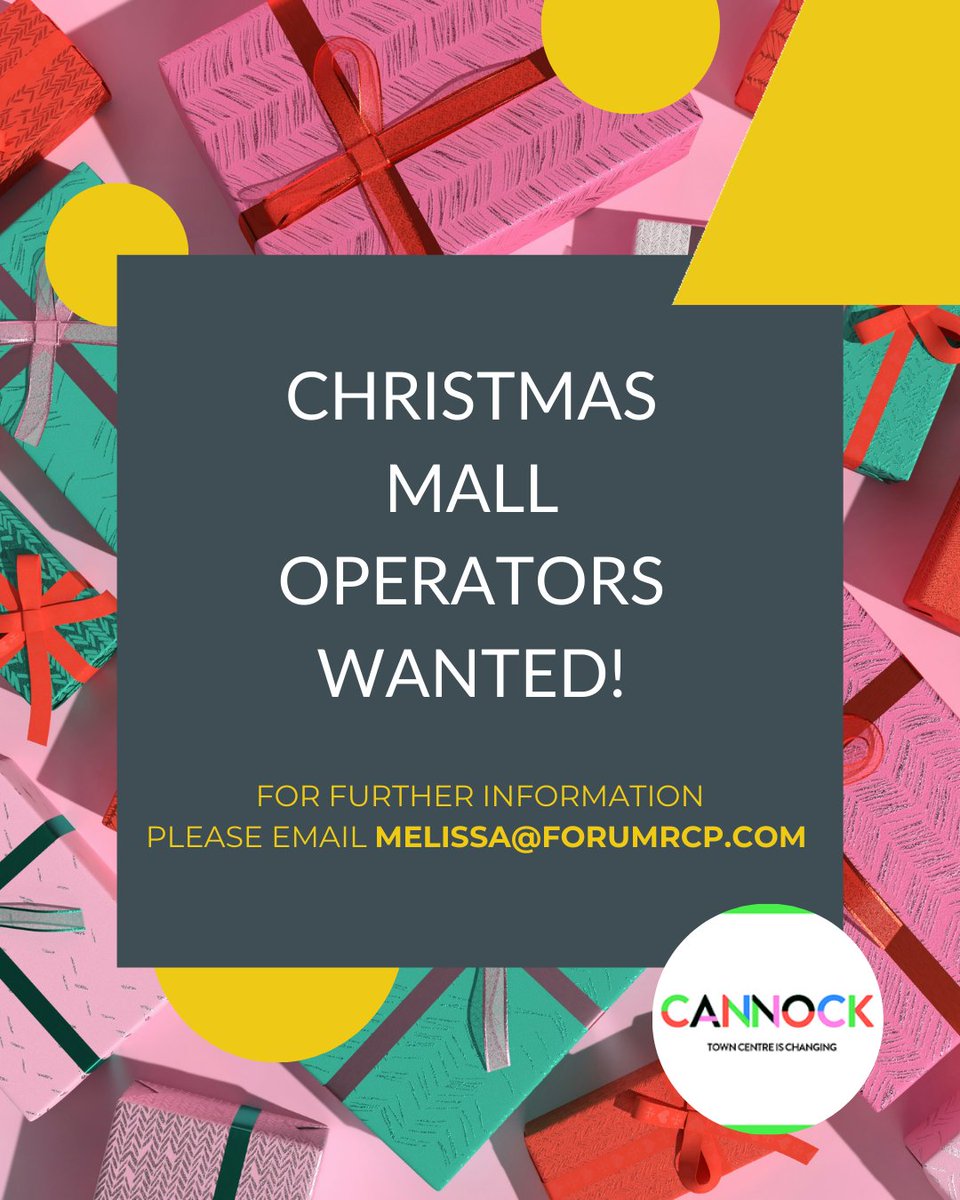 Are you a local business looking to sell your products in the run up to Christmas?  If you would like to have a stall in the mall area within the shopping centre over the festive period, please email the below address for prices and to find out more
👇