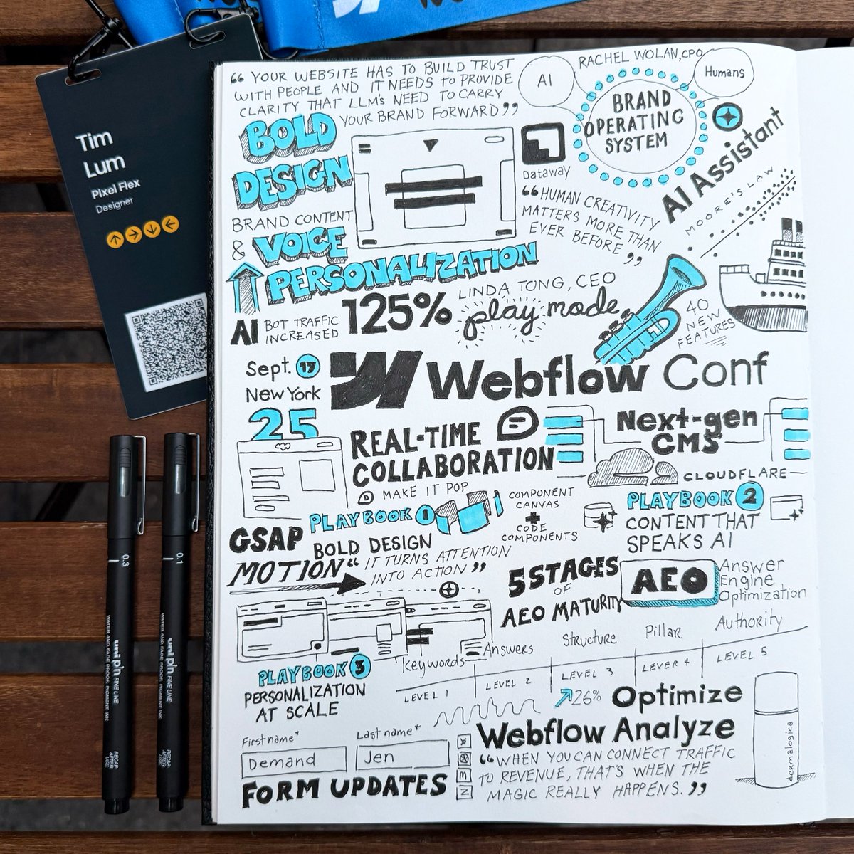 pixelflex's tweet image. Webflow Conf​ NYC Sketchnotes ✍️ Day 1

@webflow
@webflowconf
@verofashoo
@callmevlad
@YayLT
@rachelwolan
@leinwand
@davesteer
@matthewpmunger
@CoreyGMoen
@jenn_consaga 
#webflowconf2025 
#WebflowConf