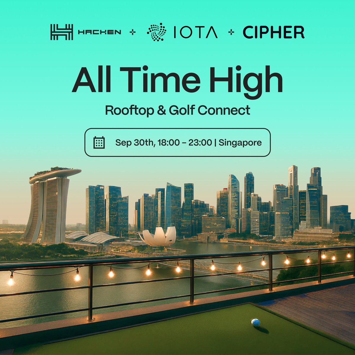 Calling042's tweet image. ⛳️ Rooftop views + mini-golf + crypto fam = unbeatable vibes.
@token2049 Singapore is about to be a movie 🔥 Don’t miss this side event!
👉 hackenio.cc/ath-singapore

#ATH2049 #Singapore #CryptoNetworking