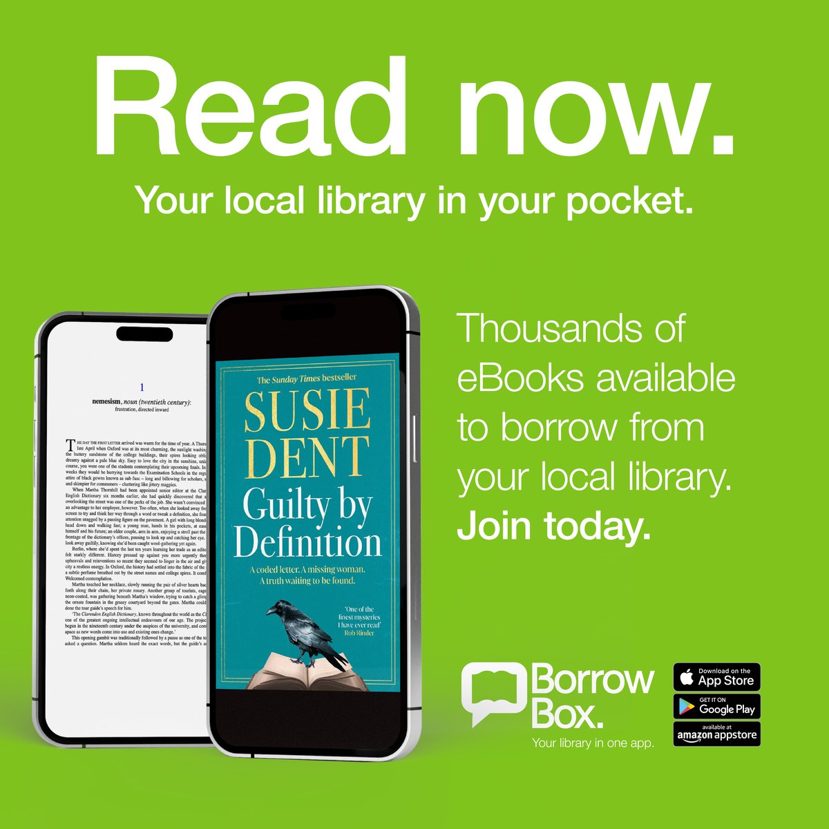 EaLibraries's tweet image. Two fantastic new titles available to borrow with your library membership @BorrowBox 
Guilty by Definition @susie_dent &amp;amp; Murder by Candlelight @FaithMartin_Nov 
#Instantaccess, #noqueues. 
@EALeisure