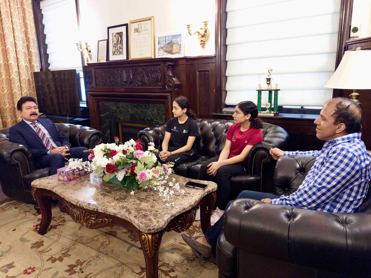 Pakistan Consulate General New York (@pakinnewyork) on Twitter photo CG Aamer Ahmed Atozai <a href="/atozai/">Aamer Ahmed Atozai</a> welcomed rising squash stars Mahnoor & Sehrish Ali at the Consulate in New York. He congratulated them on their remarkable international achievements, noting that their success is a source of pride for Pakistan & an inspiration for young athletes. CG Aamer Ahmed Atozai <a href="/atozai/">Aamer Ahmed Atozai</a> welcomed rising squash stars Mahnoor & Sehrish Ali at the Consulate in New York. He congratulated them on their remarkable international achievements, noting that their success is a source of pride for Pakistan & an inspiration for young athletes.