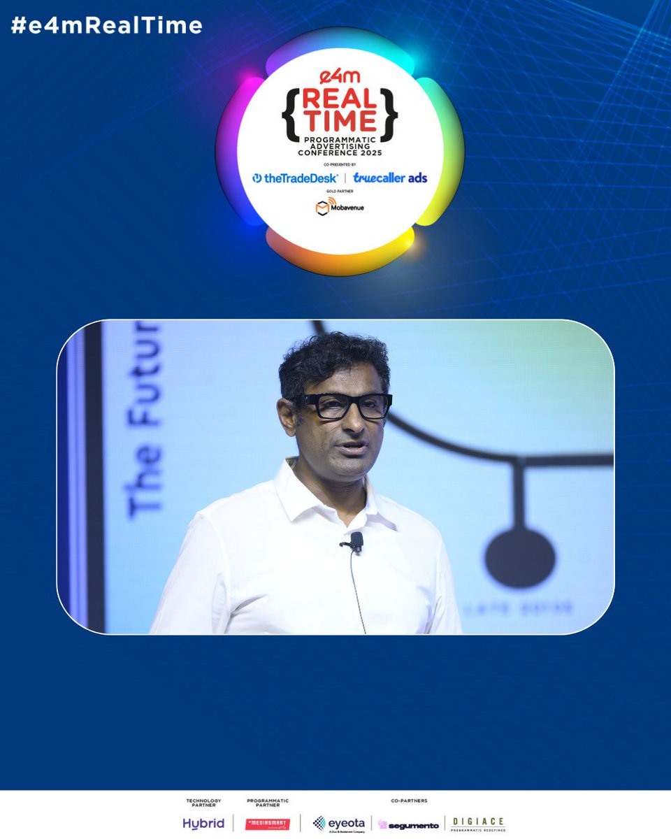 e4mtweets's tweet image. Driving media into its next chapter. 🚀

Ashwin Padmanabhan, COO, @wppmedia, took the spotlight at the #e4mRealTime Programmatic Conference 2025 with powerful insights on media transformation.

#e4mLive #ProgrammaticFuture #MediaLeadership #AdTechInnovation #FutureOfAdvertising
