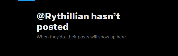 Rythillian's tweet image. Learned today my account is shadowbanned on here. Tried viewing it on other devices or new private tabs and yup. Welp, that sucks.