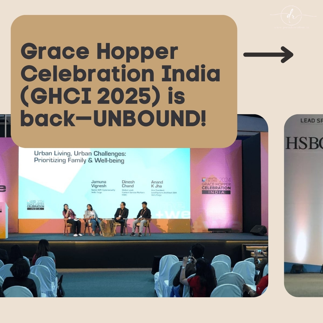 PseudorealAI's tweet photo. Grace Hopper Celebration India (GHCI 2025) returns this December in Bengaluru! 

Organized by https://t.co/H55XgS41YQ India, GHCI is India’s largest and most inclusive tech conference, bringing together 10,000+ leaders, innovators, and changemakers under the theme UNBOUND. (1/2) https://t.co/l7VUiz1wGD