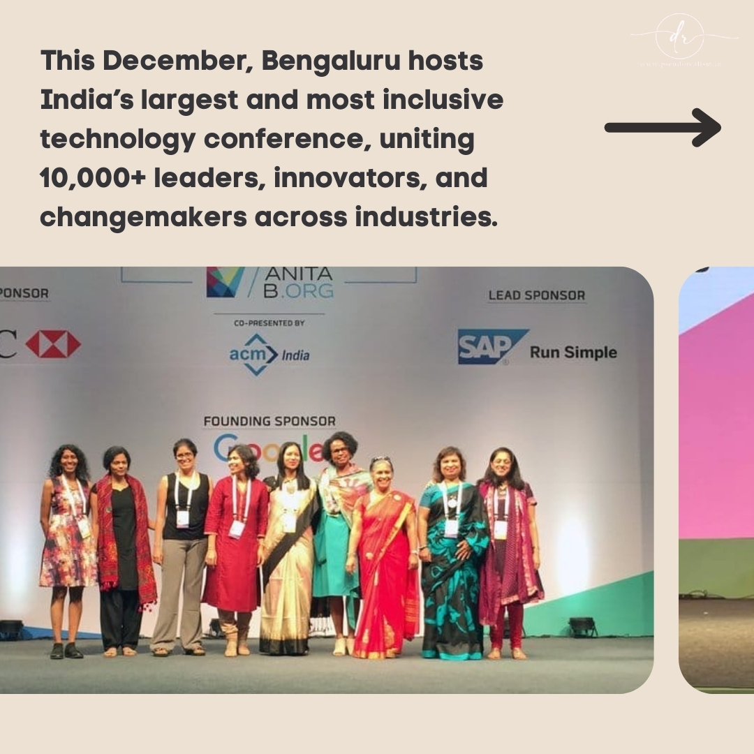 PseudorealAI's tweet photo. Grace Hopper Celebration India (GHCI 2025) returns this December in Bengaluru! 

Organized by https://t.co/H55XgS41YQ India, GHCI is India’s largest and most inclusive tech conference, bringing together 10,000+ leaders, innovators, and changemakers under the theme UNBOUND. (1/2) https://t.co/l7VUiz1wGD