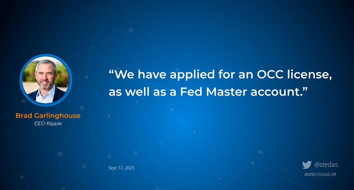 stedas's tweet photo. 🔥Ripple is pursuing a banking license in the U.S. 🇺🇸

And with an OCC license &amp; Fed Master account, #XRP could see faster adoption, more institutional use, and safer cross-border payments 💎 https://t.co/xK0jSDzsDC