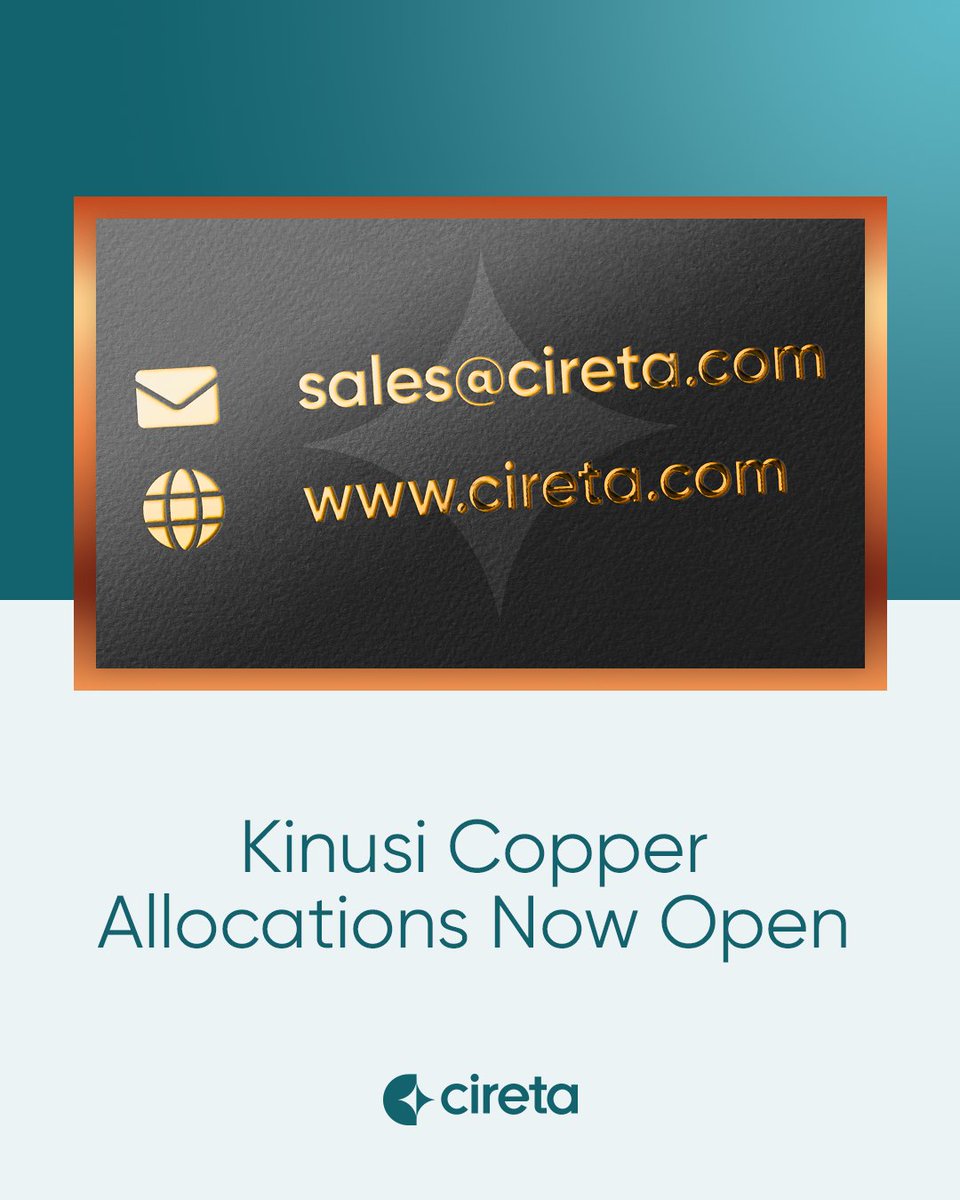 Cireta Official (@ciretaofficial) on Twitter photo Kinusi Project copper allocations are now available.
To request allocation and view live documentation:
π© sales@cireta.com Kinusi Project copper allocations are now available.
To request allocation and view live documentation:
π© sales@cireta.com