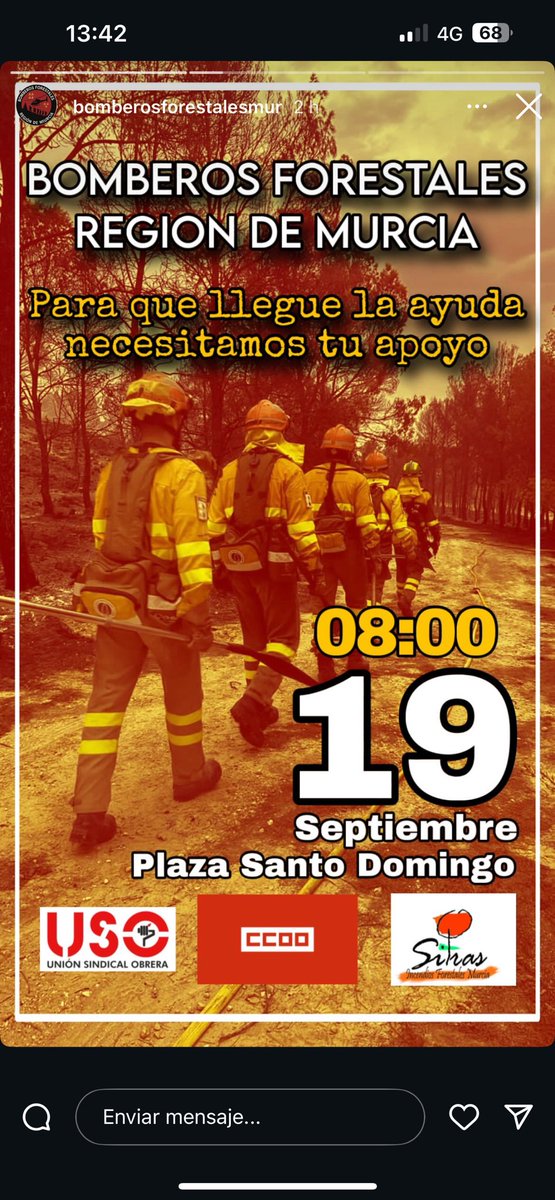 📢 Mañana los #BomberosForestales de la Región de Murcia volvemos a las calles.
El Gobierno autonómico sigue negándose a recibirnos y escuchar nuestras reivindicaciones.
👨‍🚒🔥 Si no nos escuchan en los despachos, nos harán ver en la calle. #DignidadBombera #Murcia