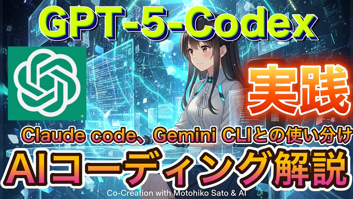 wish_society's tweet photo. GPT-5-Codex徹底解説：Claude Code・Gemini CLIとの使い分け完全ガイド｜佐藤源彦@MBBS @wish_society https://t.co/D2w5yAXWQA 

Youtube
https://t.co/T5qzmRTSR4

#note 
#ChatGPT
#GPT5Codex https://t.co/PO3we7v6U6