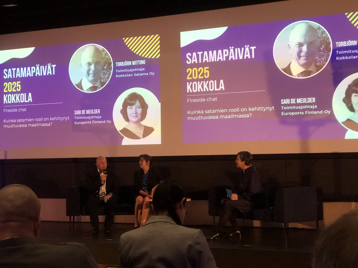 Satamapäivät Kokkolassa. Kristallipallon äärellä tj:t Witting ja DeMeulder. Satamat  vihertyvät, trukit ja lukit sähköisiksi, kybervarautuminen korkealla tasolla. Toimitaan ketterästi (teollisten) asiakkaiden tarpeet tunnistaen. Pidetään talouden pyörät pyörimässä! #suomensatamat