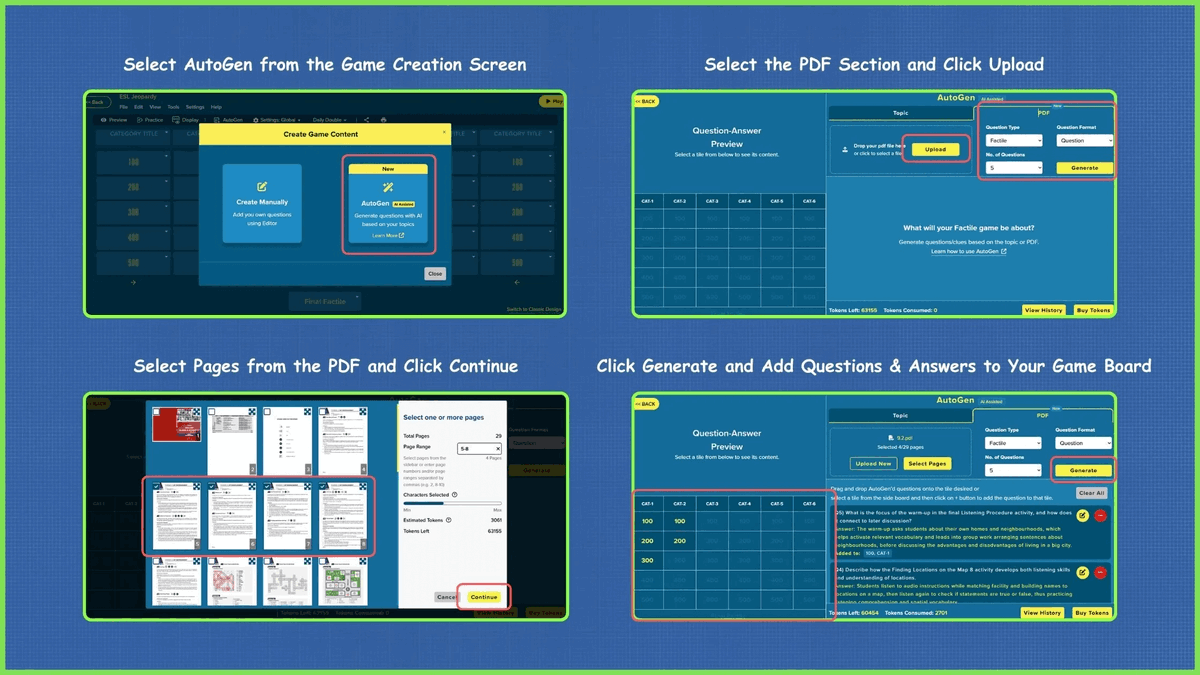 tonyvincent's tweet photo. Go from a PDF to a complete classroom Jeopardy experience!

Upload a PDF to Factile, and its AI will generate Jeopardy questions and answers straight from your material.

https://t.co/IufzTs7O6q

#Sponsored #EdTech #Teaching https://t.co/hw25I5eYLz