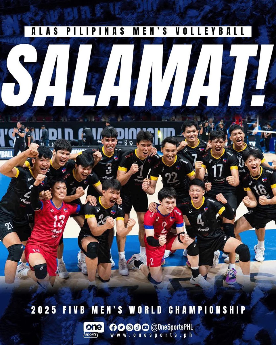 BayronAtienza2's tweet photo. SALAMAT SA LABAN, ALAS 🇵🇭🫡

World no. 16 Iran barges through the Round of 16 after defeating the gritty Alas Pilipinas Men in five grueling sets in the 2025 FIVB Men's World Championship!

#MWCH2025 #Philippines2025 https://t.co/MwZTL10Yar