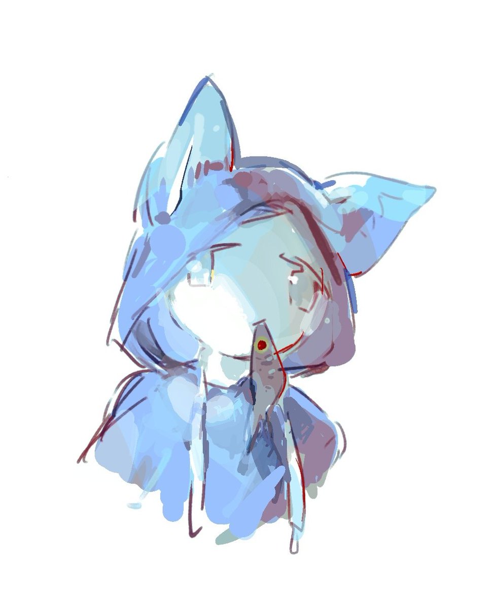 和朋友们玩跑团，最后决定我扮演荒川。我完全不懂跑团，为了更好地代入，于是飞快地画了这个很符合本人状态的似乎在智力上有什么难言之隐的兜帽荒川头像。