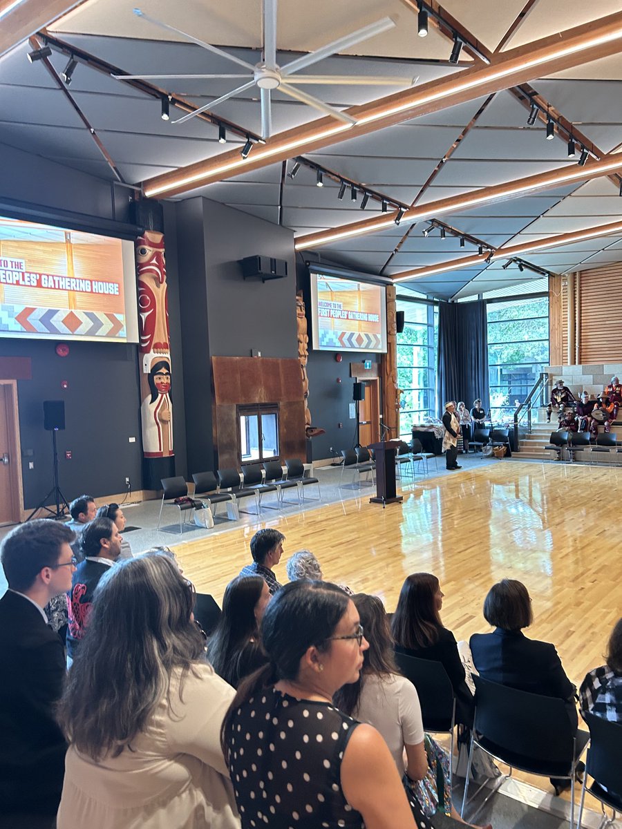 Honoured to be called to witness the opening of the First People’s Gathering House ⁦<a href="/SFU/">Simon Fraser University</a>⁩ . Beautiful and meaningful ceremony for a long awaited addition to SFU and the c realization of one of the key recommendations of the ARC Walk This Path With Us report!