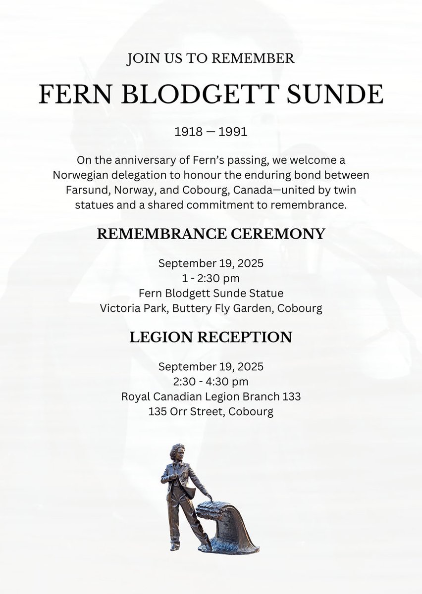 Remembrance Ceremony for Fern Blodgett Sunde in Cobourg on September 19, 2025 – rac.ca/fern-blodgett-…