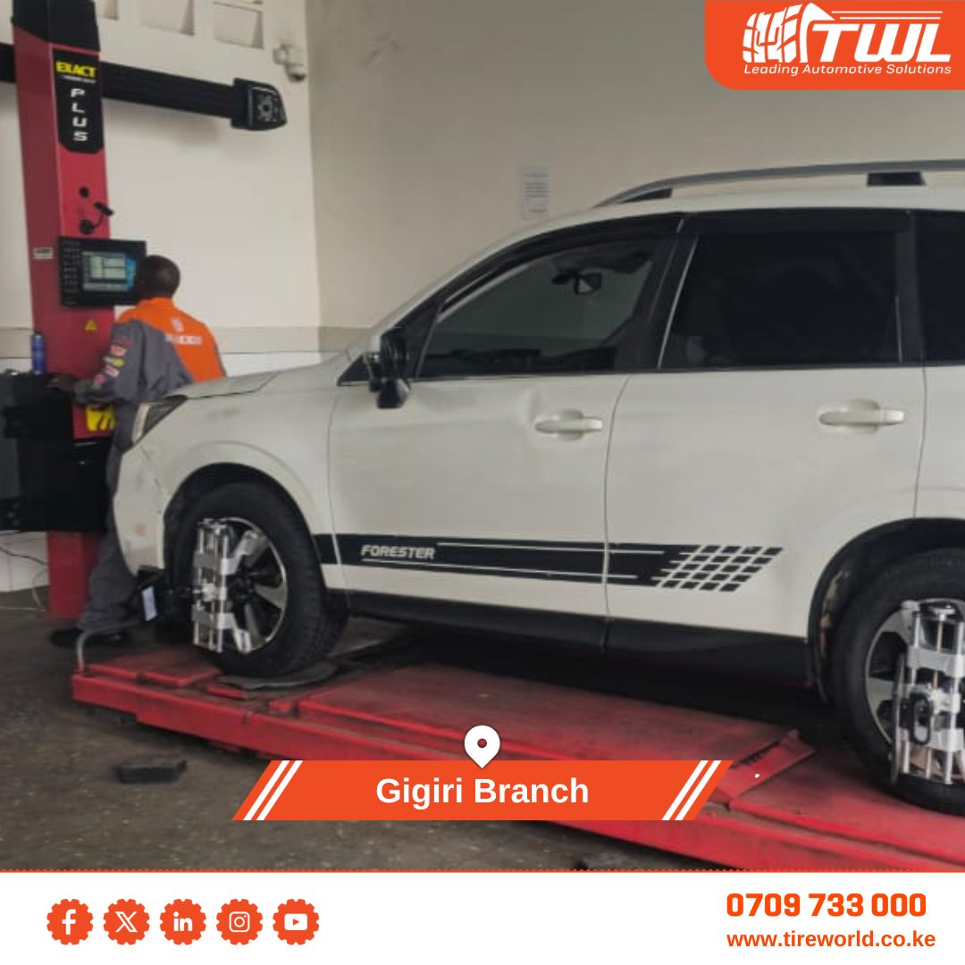 _TireWorldKenya's tweet image. When it comes to alignment, precision matters—especially for a Subaru Forester like this one.  That’s why we use state-of-the-art equipment.

Get yours today at any of our branches countrywide.

#TireWorld #WheelAlignment #YourSafetyOurPriority