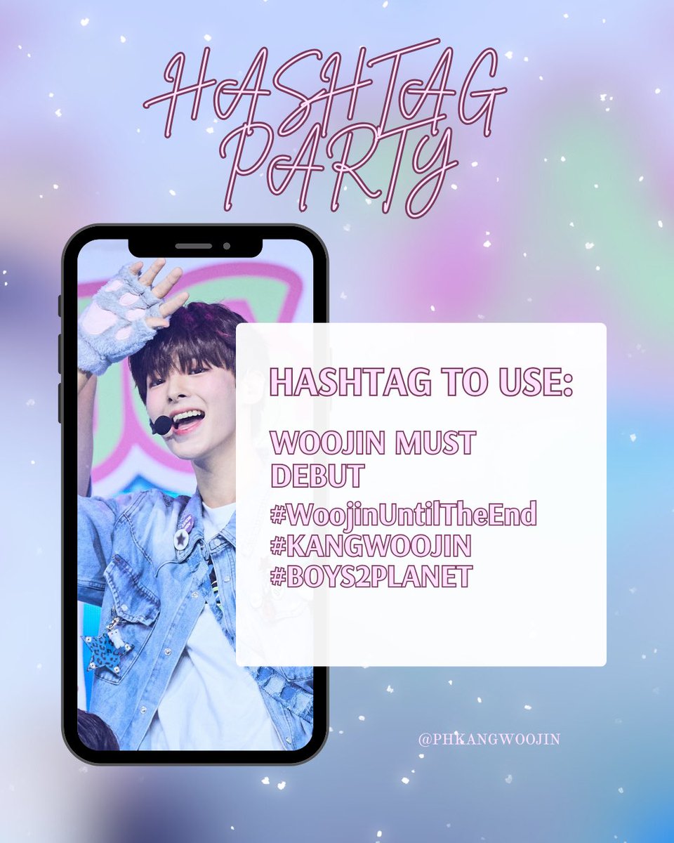 PHKANGWOOJIN's tweet photo. [📢] 250918 | HASHTAG PARTY

Finally, this is the moment we’ve all been waiting for. After last week’s episode, we went through so many emotions— fear and anxiety that Woojin might not make it to the finals, but also relief and joy after hearing rumors that he survived. Through it all, one thing is certain: we are so proud of Woojin for giving his all, and that’s exactly why he’s come this far. 💙🐶

Kkangadans, let’s give our very best in this final round. Vote for Woojin until the very end!
Bring your family and friends, grab every device you can, and let’s secure Woojin’s well-deserved spot in the lineup! 🩵

Let’s fill the timeline with energy and love, pushing Woojin closer to his well-deserved spot. ✨

Hashtag party starts at 8:20 PM KST

Hashtags to use:
WOOJIN MUST DEBUT
#WoojinUntilTheEnd
#KANGWOOJIN
#BOYS2PLANET