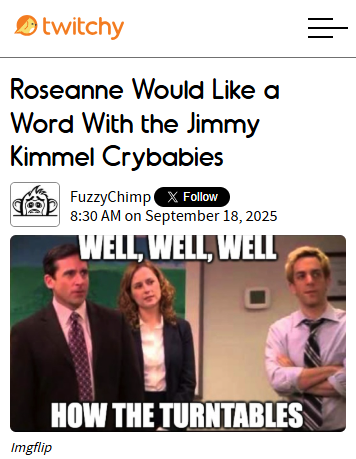 Roseanne Would Like a Word With the Jimmy Kimmel Crybabies
twitchy.com/fuzzychimp/202…