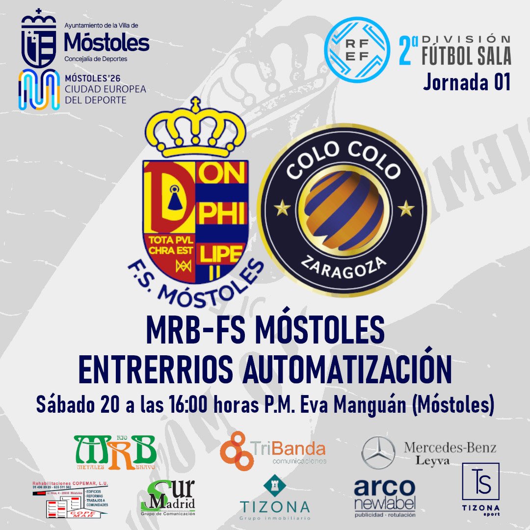 💙PRIMER EQUIPO💙
Se acabó la espera, por fin llega la hora.
Arranca la liga y lo hacemos recibiendo al <a href="/EntrerriosAuto/">Entrerrios Automatización</a>  
Que nadie te lo cuente, ven a vivirlo…
<a href="/deportesmost/">Concejalía de Deportes Móstoles</a> <a href="/FutSalRFEF/">Futsal RFEF</a> <a href="/RFFM_FutbolSala/">Comité de Fútbol Sala - RFFM</a> <a href="/metalesRB/">Metales Rio Bravo</a> <a href="/MBleyva/">Mercedes Benz Leyva</a> <a href="/TriBanda_/">TriBanda</a> <a href="/grupotizona/">Tizona Inmobiliaria</a> <a href="/PrensaSurMadrid/">Sur Madrid Periódico</a> 
#canteraazul