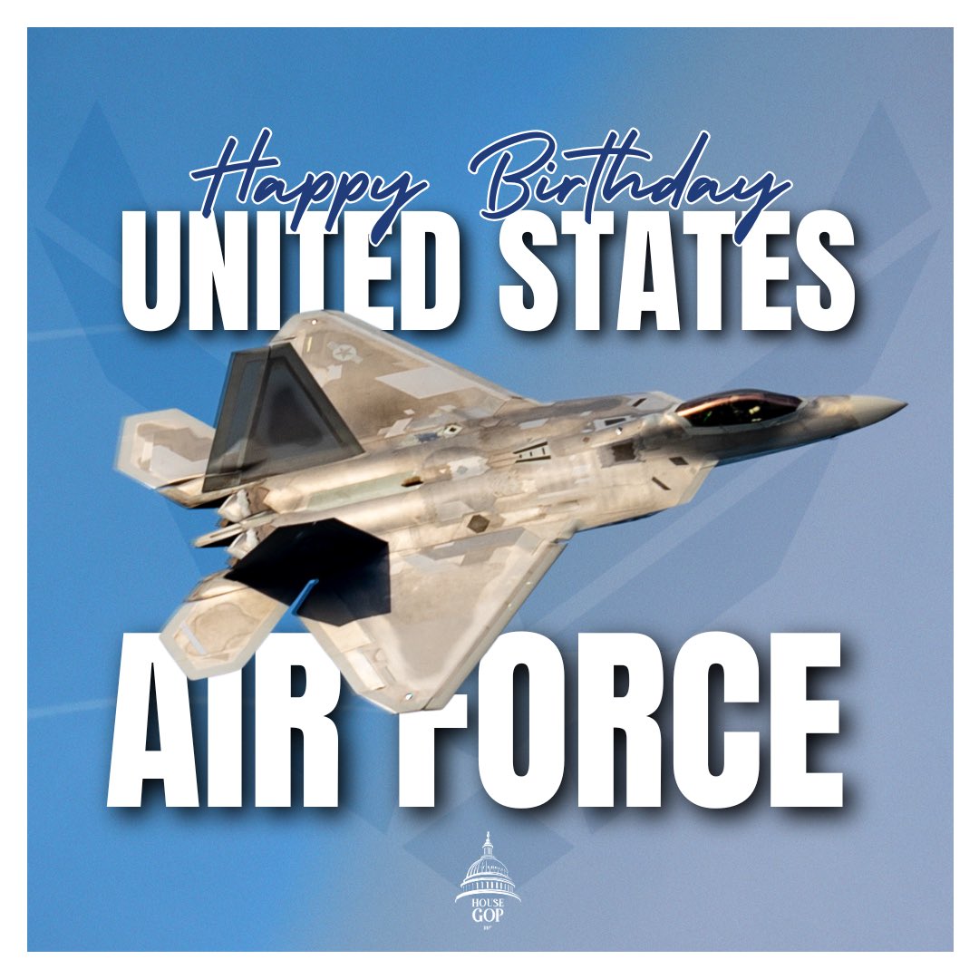 HouseGOP's tweet image. Defending our nation with airpower anytime, anywhere. 

Happy 78th Birthday to the @usairforce! 🇺🇸