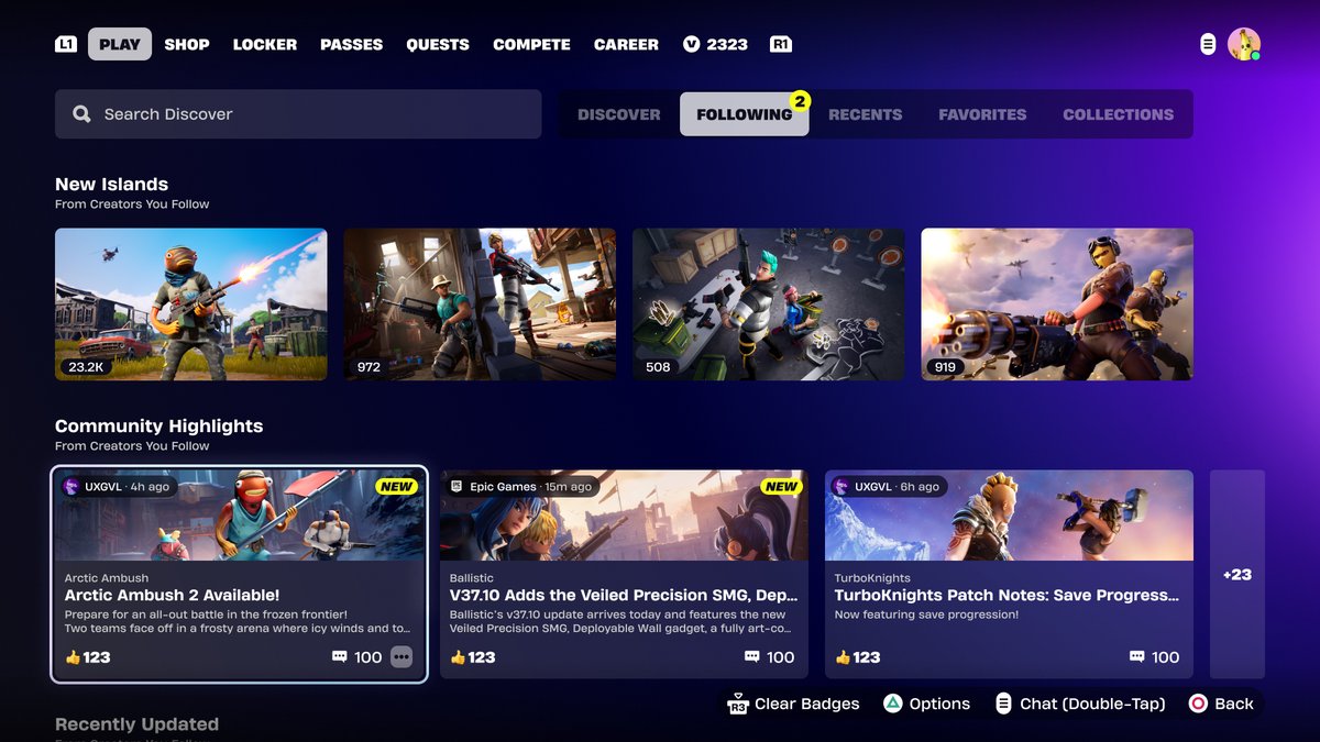 In the next few months, we plan to launch Fortnite Creator Communities. Creators will be able to connect and share updates directly with players on the web and in Fortnite. Creators will be able to build community forums with island updates, event information, feedback requests,