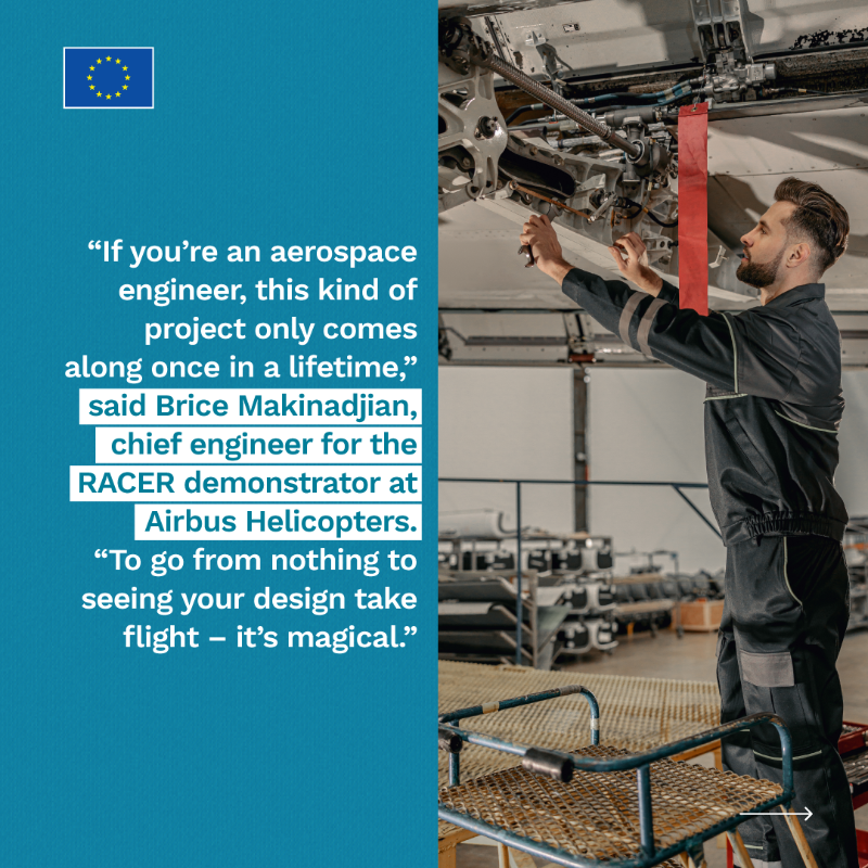 HorizonMagEU's tweet photo. #EUfunded research is taking to the skies, with the fast, fuel-efficient Airbus RACER helicopter setting the pace for clean aviation. 
✈️ How does having one engine on standby make flying both safer and cleaner?  ➡️ https://t.co/FCgA0EF1eR

#ResearchImpactEU #Science4EU