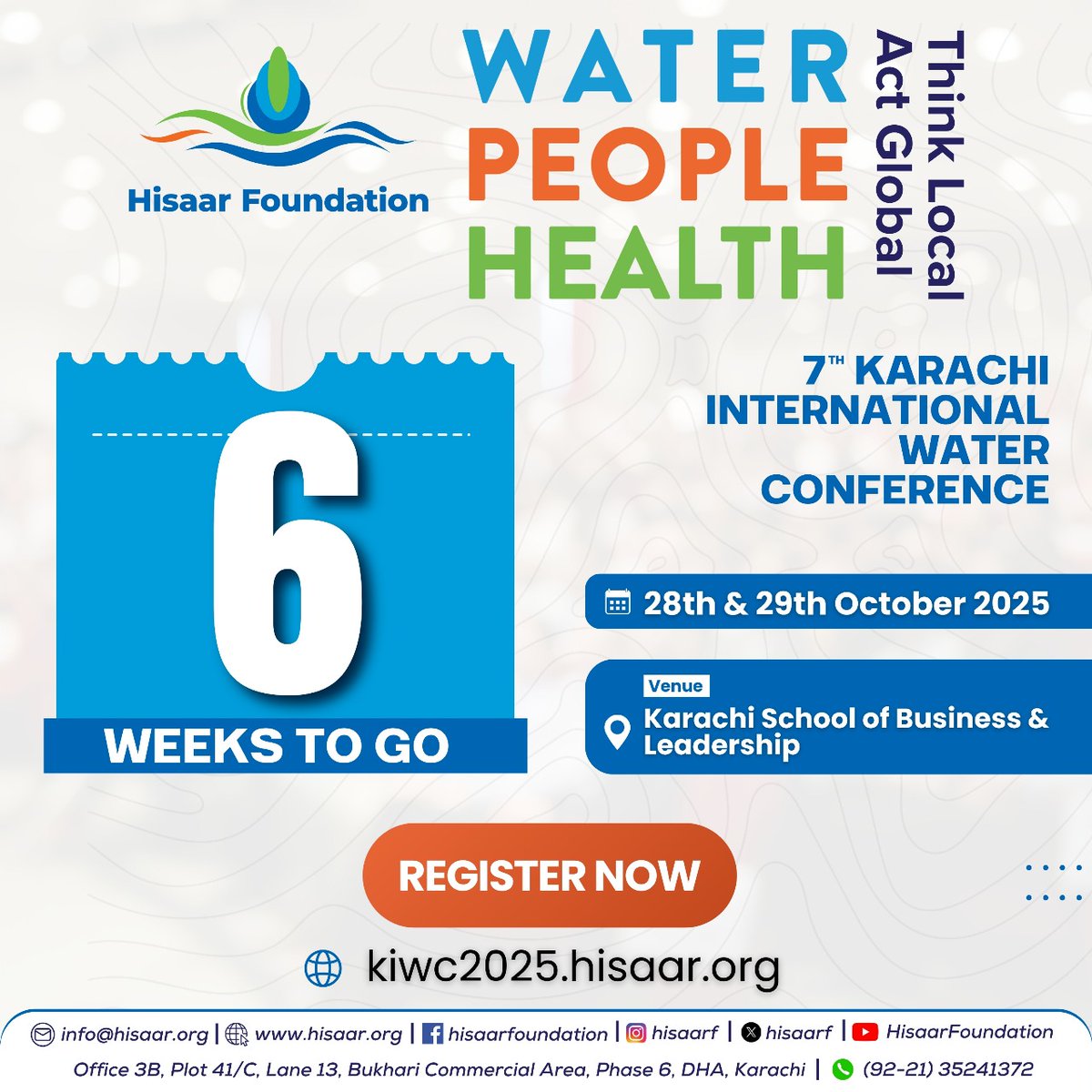 This year, we’re bringing together experts, community leaders, youth voices, &amp; innovators to explore how water, people and health intersect, focusing on gender-responsive, youth-led, and community-driven solutions for climate resilience. 
Register now: kiwc2025.hisaar.org