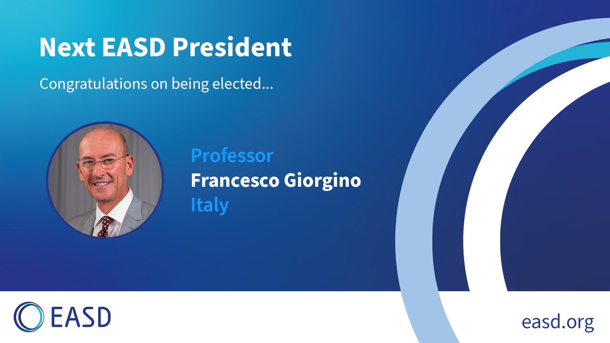 👏🎉We’re delighted to welcome Professor Francesco Giorgino as the next EASD President with his term beginning in January 2026.  We look forward to working together to advance excellence in #diabetes care through research, networking &amp; education.

Congratulations <a href="/fgiorgino2017/">Francesco Giorgino</a>👏