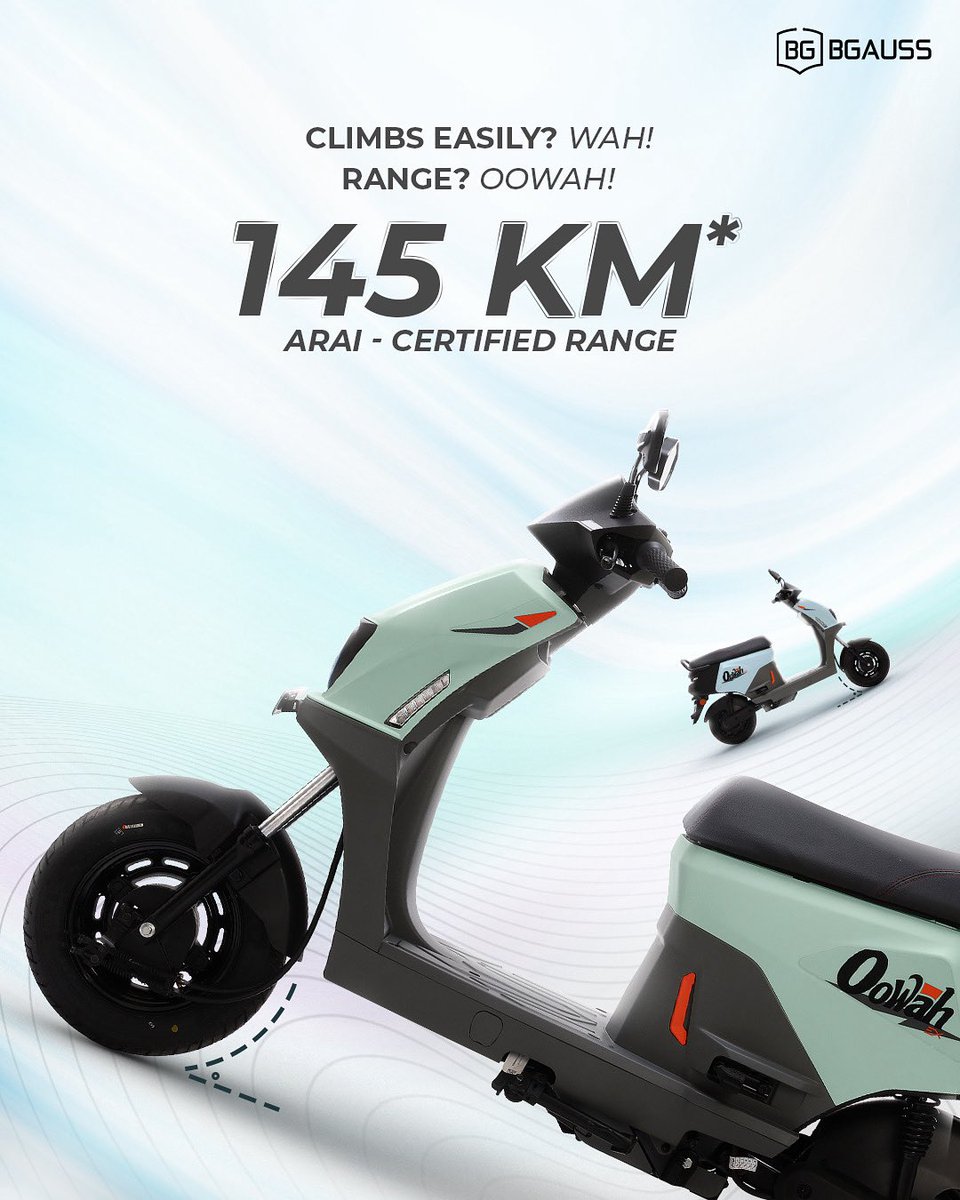 Hills don’t slow Oowah, they just make the ride more fun.

The Effective ex-showroom price starts at just ₹74,491/-. Visit your nearest showroom for the latest offers!!

#BGaussElectricScooters #ElectricScooters #EV