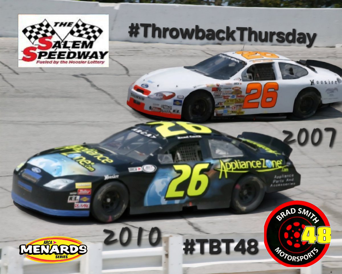 DriverBradSmith's tweet photo. Saturday is @Salem_Speedway so here's a 2007 & 2010 #ThrowbackThursday #48TBT
#DriverBradSmith
#5DecadesOfARCARacing
#48Team
#BradFansBESTFans
#ARCARacing https://t.co/LV35rqqDgF