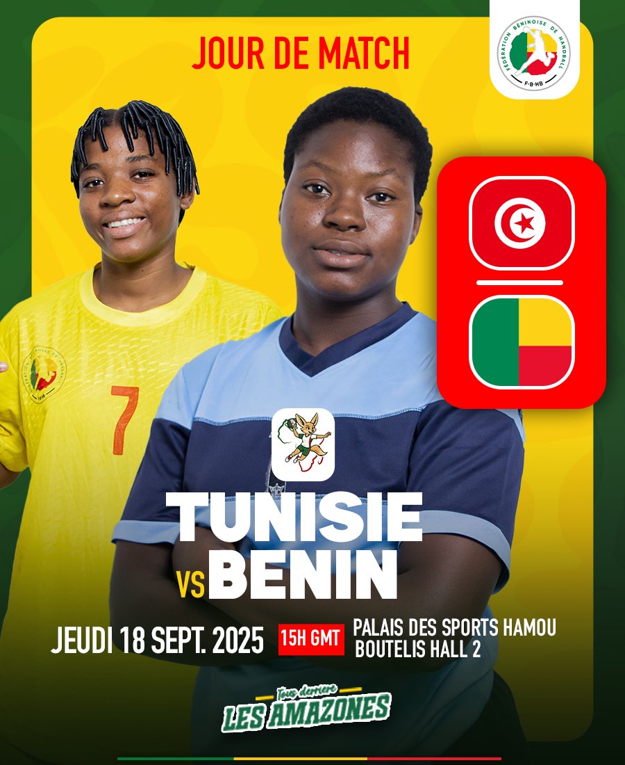 𝟐𝟏𝐞 𝐂𝐀𝐍 𝐃𝐄𝐒 𝐂𝐀𝐃𝐄𝐓𝐓𝐄𝐒, 𝐀𝐋𝐆𝐄́𝐑𝐈𝐄 𝟐𝟎𝟐𝟓 

Quatrième sortie pour nos Amazones Cadettes 

🆚 𝑻𝒖𝒏𝒊𝒔𝒊𝒆

🕕 15 𝐇 𝐆𝐌𝐓 (16 H 𝐡𝐞𝐮𝐫𝐞 𝐝𝐞 𝐂𝐨𝐭𝐨𝐧𝐨𝐮) 

🏟️ 𝐏𝐚𝐥𝐚𝐢𝐬 𝐝𝐞𝐬 𝐬𝐩𝐨𝐫𝐭𝐬 𝐇𝐚𝐦𝐨𝐮 𝐛𝐨𝐮𝐭𝐞𝐥𝐢𝐬 𝐡𝐚𝐥𝐥 𝟐