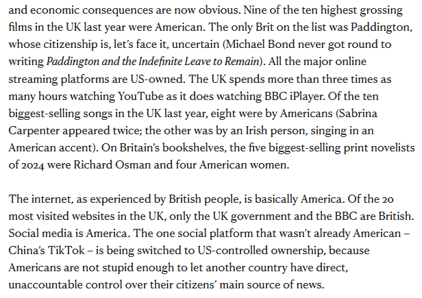 Almost all of most popular culture experienced by British people is American
 
newstatesman.com/business/econo…