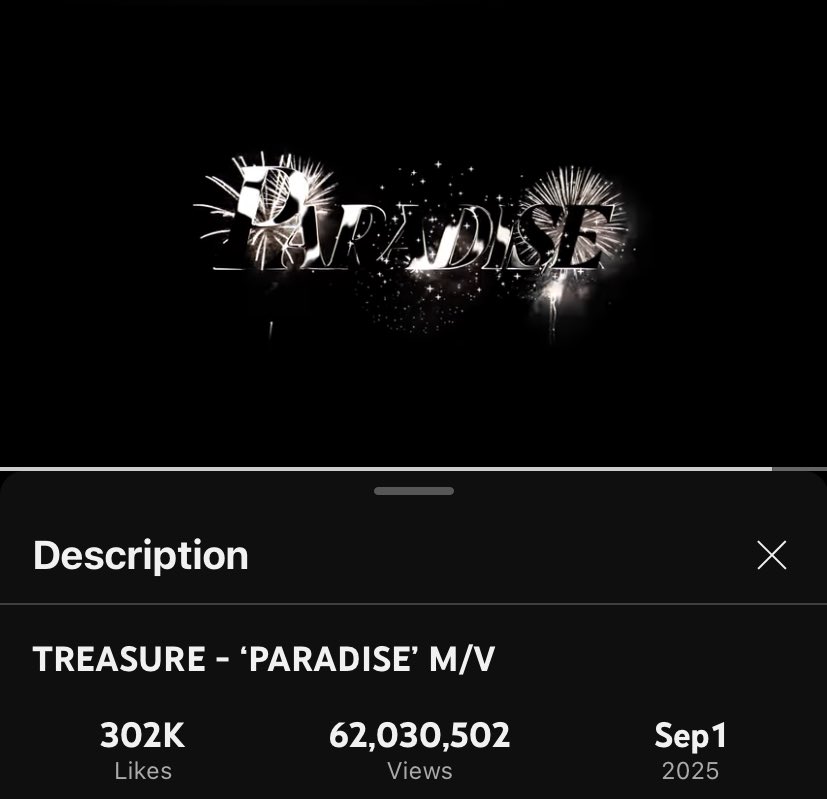 TreasureStreams's tweet image. TREASURE - #PARADISE M/V has surpassed 62,000,000 views on YouTube.

It looks like we can do 63M before Everyday MV release. Can we do that, Teumes?

🎬: youtu.be/gZNQs3jA7aE

#TREASURE #TREASURE_PARADISE
@treasuremembers