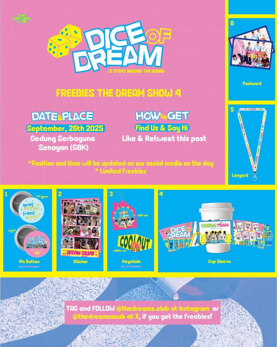 thedreamssclub's tweet image. — FREEBIES ALERT 🍎🫧

Calling all The Dream Show 4 in Jakarta freebies hunters — your time has come!✨

📍Gelora Bung Karno 
🗓️ Friday, 26 September 2025

don’t forget to like, RT and follow us to get the freebies! 

position and time will be updated soon! 
#tds4injakarta