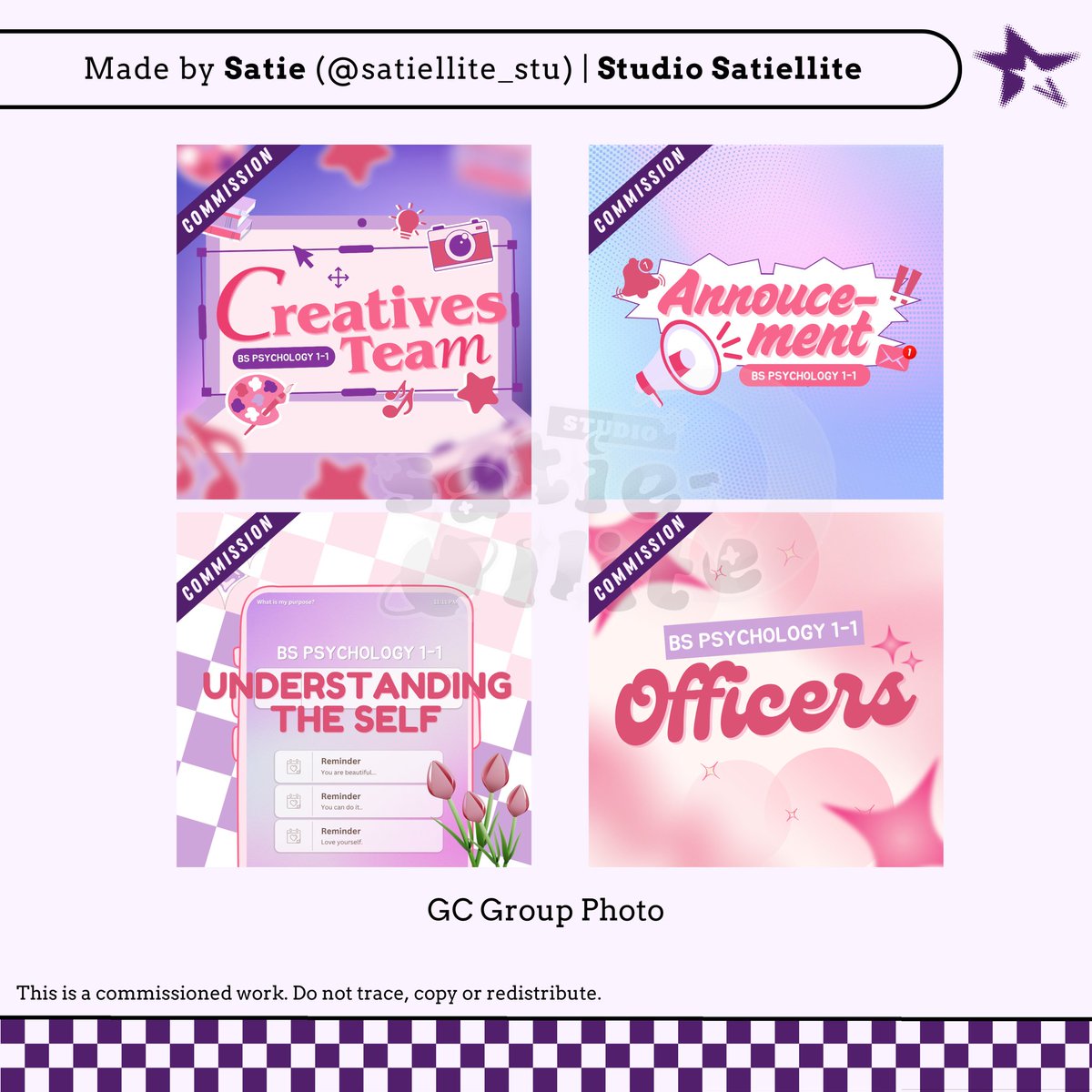 — #satiezip ₊˚⊹ ˙⋆✮

GC Group Photo or whatever it's called. I really like yung mga ganitong color palette TT so so pretty 

⤷ open for commission 

🏷️ artph lf client commstwt commsx illustration graphic design layout digital art commission
