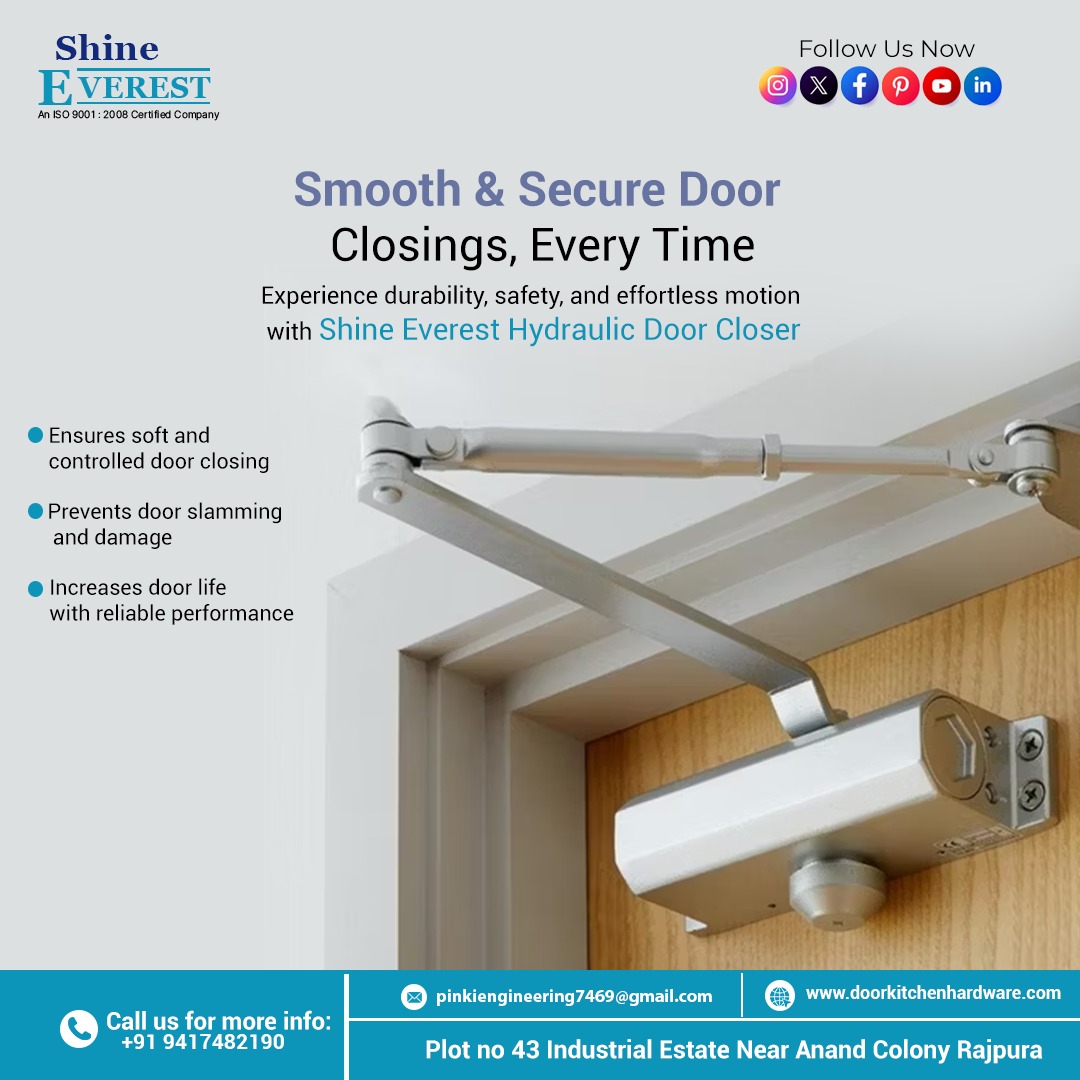 pinkieng25's tweet image. No more slamming doors!
Experience smooth, safe &amp;amp; reliable closings with Shine Everest Hydraulic Door Closer.
✅ Soft &amp;amp; controlled motion
✅ Prevents damage
✅ Long-lasting performance
📞 +91 9417482190 |🌐doorkitchenhardware.com
#DoorCloser #ShineEverest #SmartDoors #homesafety