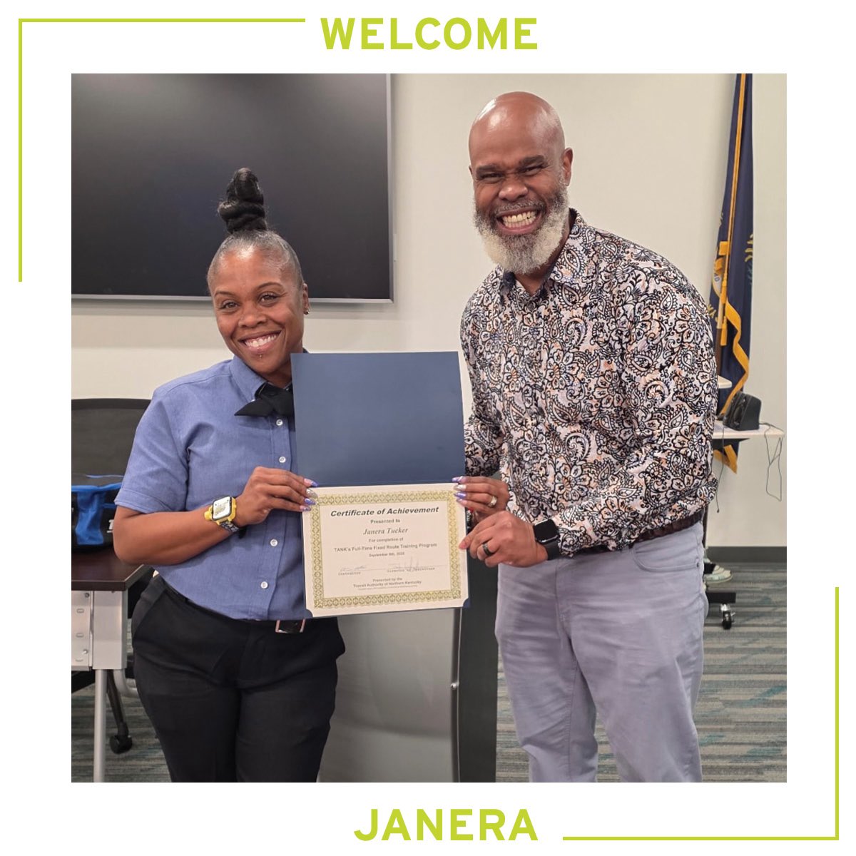 tankbus's tweet image. We’re excited to celebrate the graduation of our newest operators; Janera and Mark 🥳 Please join us in welcoming them to the TANK team 🚌 #TANKBus #TeamTANK #JoinOurTeam