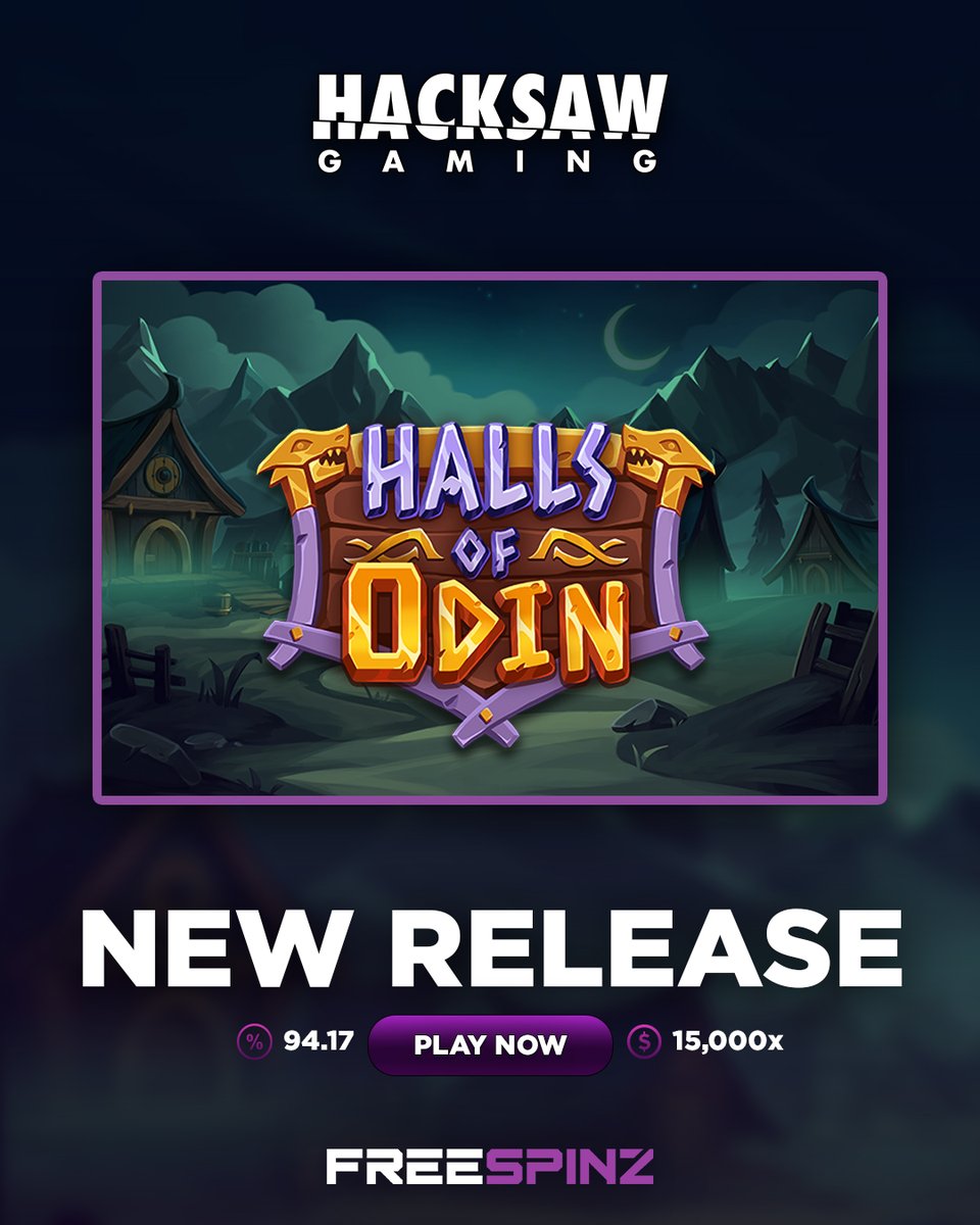 Another banger drop by Hacksaw! 🔨

Halls of Odin is now out on FreeSpinz with a 94.17% RTP and a max win of up to 15,000x your bet! 🚀

Play Now! 🔗 Link in bio!