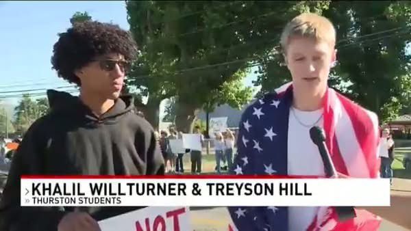 Students at Thurston High School, in Springfield Oregon, ERUPTED in protest … walking out after a teacher's (Bobby Nove) controversial social media post making SICK remarks about Charlie Kirk’s assassination.

“We have a history of shootings here, and we refuse to normalize