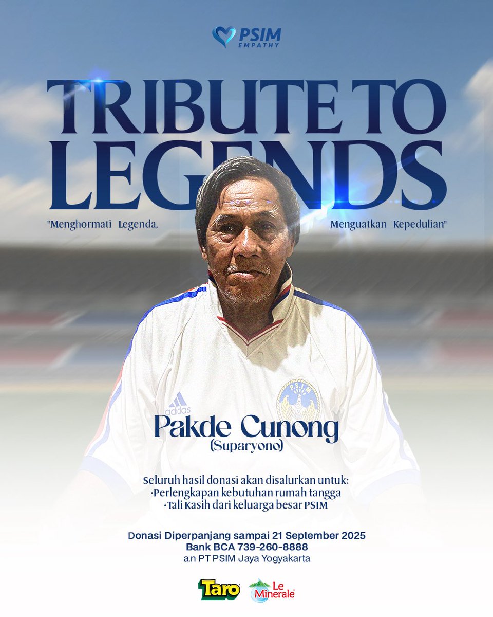 PSIMJOGJA's tweet photo. Tribute To Legends: Pakde Cunong ✨

Selama lebih dari 46 tahun, Pakde Cunong mengabdi setia sebagai kitman PSIM. Sosok sederhana yang selalu ada di balik layar, memastikan Laskar Mataram siap bertanding. https://t.co/lkzasFMSEz