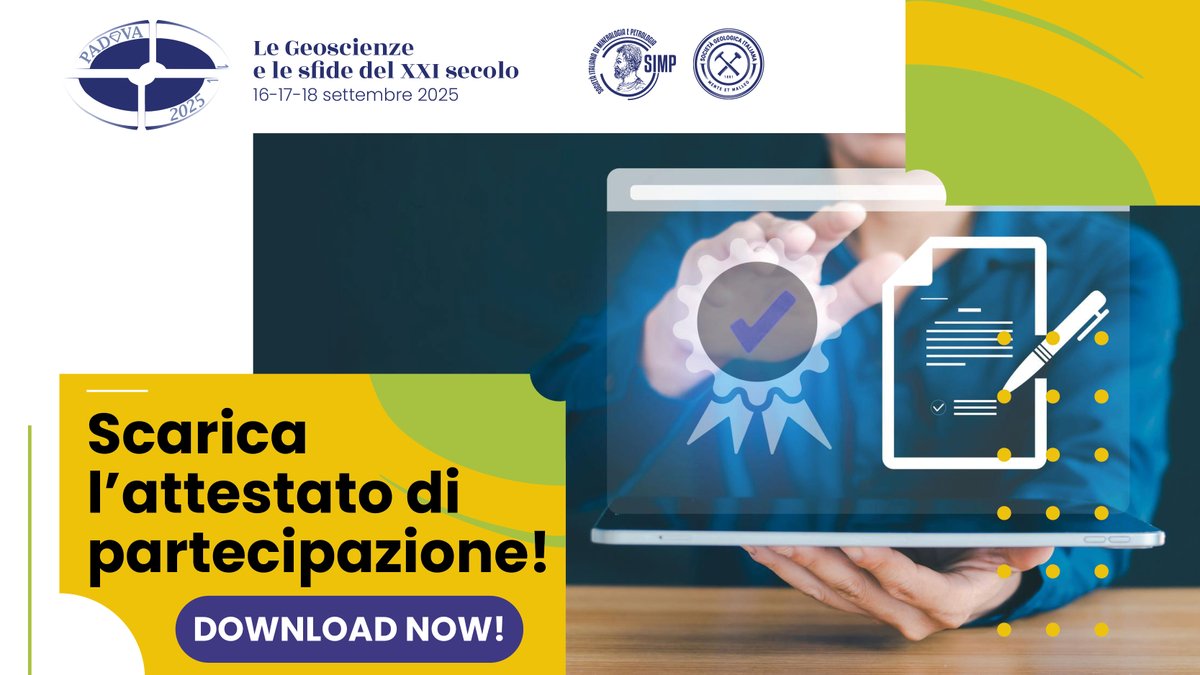 📢 We remind all participants that the certificate of attendance is available for download from the user panel on the website 👉 geoscienze.org/padova2025