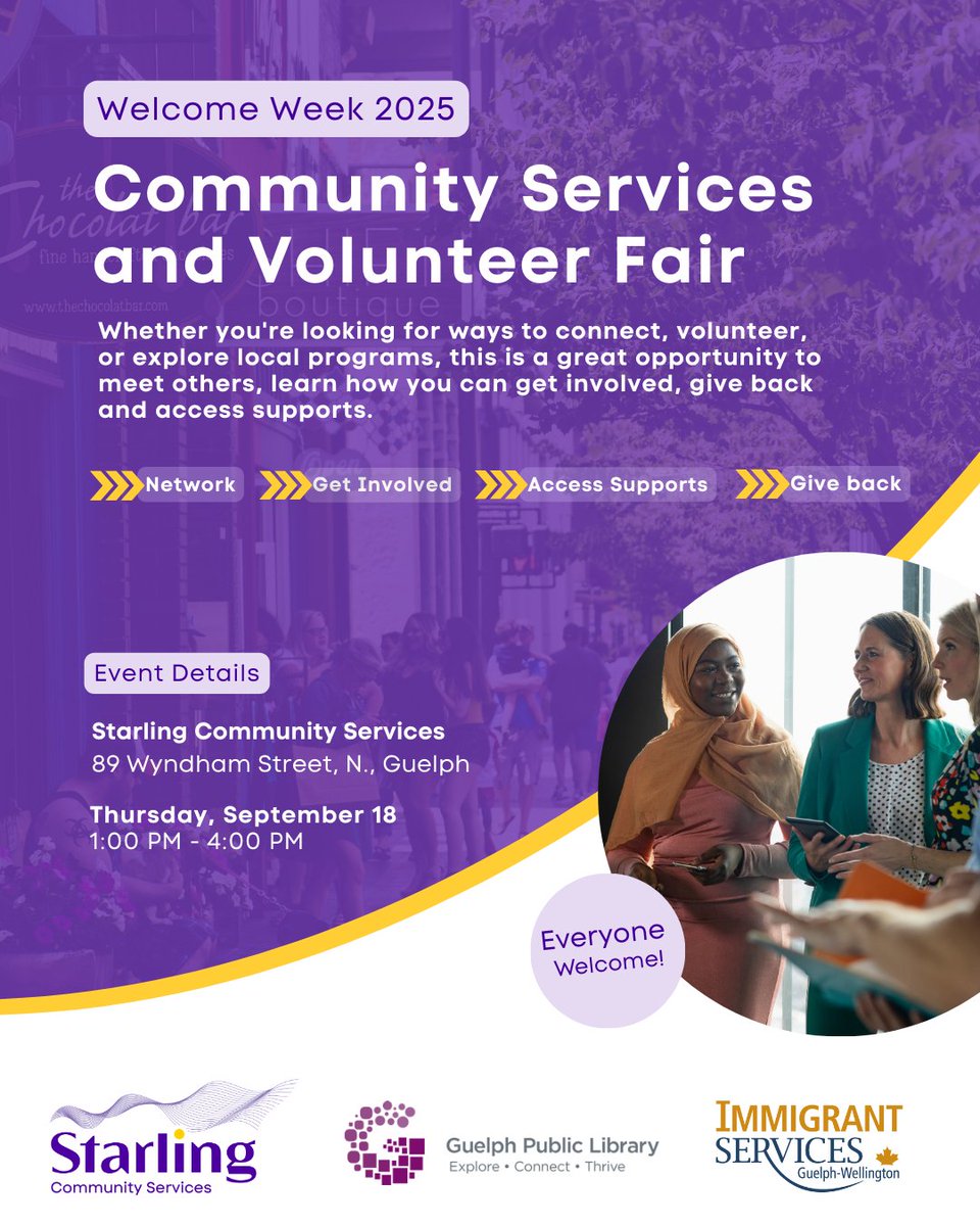Join us today from 1pm-4pm at the Community Services and Volunteer Fair. Hosted by Starling Community Services, learn how you can get involved, give back and access supports. Everyone is welcome! #WelcomingWeek2025