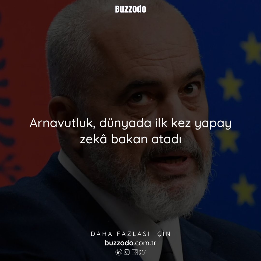 buzzodo's tweet photo. Arnavutluk, dünyada ilk kez yapay zekâ bakan atadı. 

https://t.co/hsqkzkGc4Y

#arnavutluk #yapayzeka #bakanlık https://t.co/BFEBFnsMrp