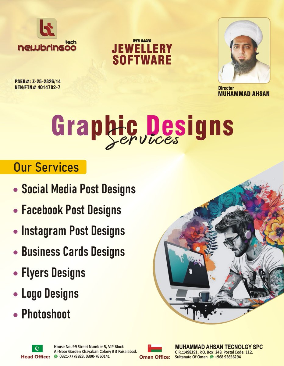 NewBringootech's tweet image. Graphic Designer At Newbringoo Tech, we build powerful, professional Graphic that help you stand out, grow fast, and sell more.
🌐 wwww.newbringootech.com
📞 Call Now: 0321-7778823
💬 WhatsApp: 0300-7660141
#JewellerySoftware #WebBasedSoftware #JewellersTool